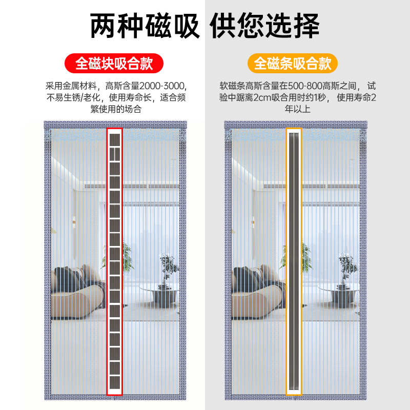 防蚊门帘夏季2025新款免打孔魔术贴磁吸金刚网纱门家用遮挡隔断帘