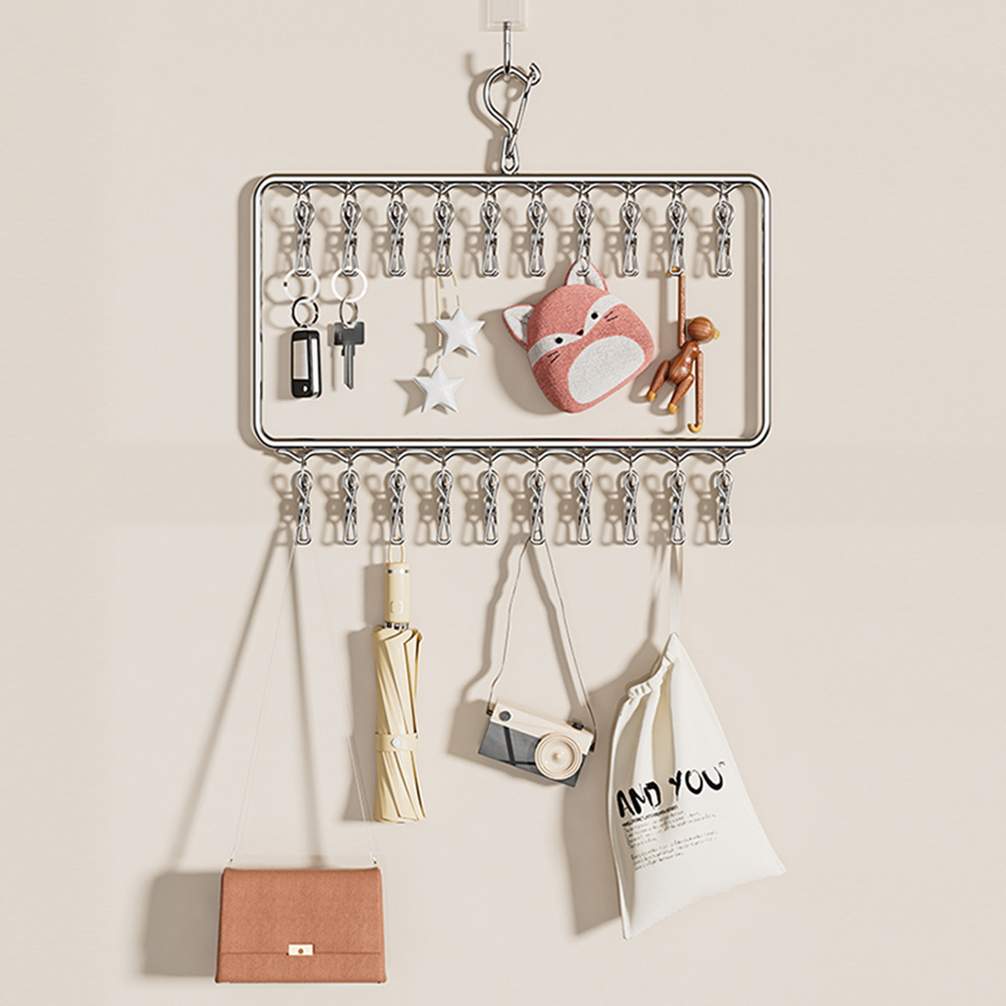 袜子晾衣架家用挂衣不锈钢多夹子婴儿防风凉内衣多功能晒袜子神器,淘宝优惠券,粉丝福利购,淘宝优惠卷