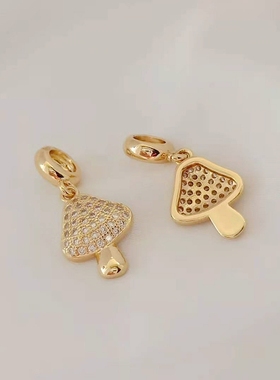 diy14k包金保色蘑菇镶嵌锆石