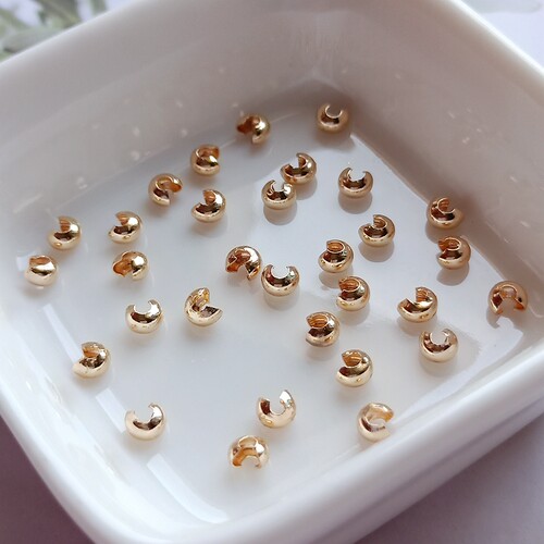 14K包金珠保色半月包扣月牙扣C扣手链定位珠收尾扣diy饰品10个装 - 图1