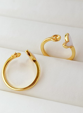 胖面贝壳鱼尾戒指空托可镶珍珠