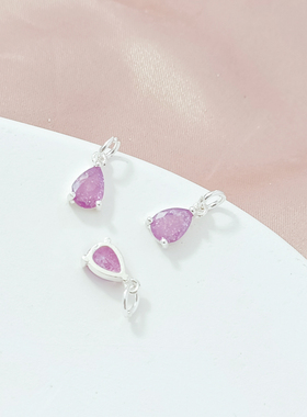 铜镀厚银保色镶锆碎冰小水滴吊坠