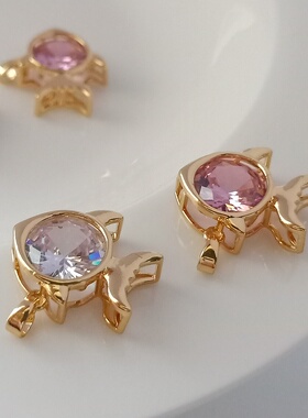 diy镶嵌锆石项链耳饰挂件铜镀金