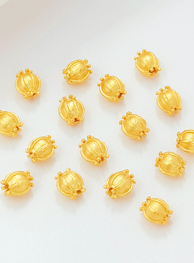 铜镀沙金镶锆葫芦爱心月亮隔珠
