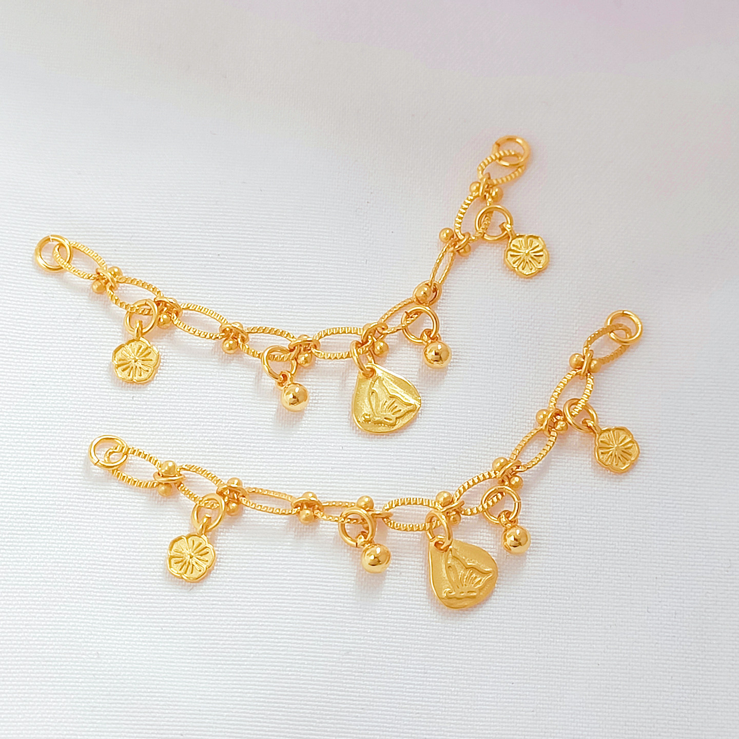 强保色铜镀24K金双吊手链延长链收尾链diy手工自制项链饰品配件,淘宝优惠券,粉丝福利购,淘宝优惠卷