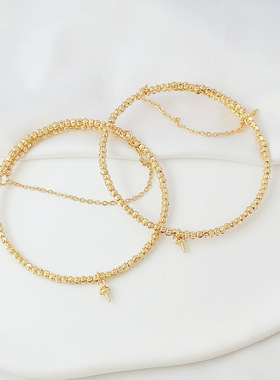 保色弯月切花珠手镯圈吊环盖吊托