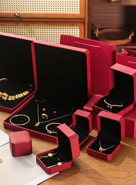 八角首饰盒戒指项链手镯手链项圈收纳盒结婚三金五金猪牌包装新款