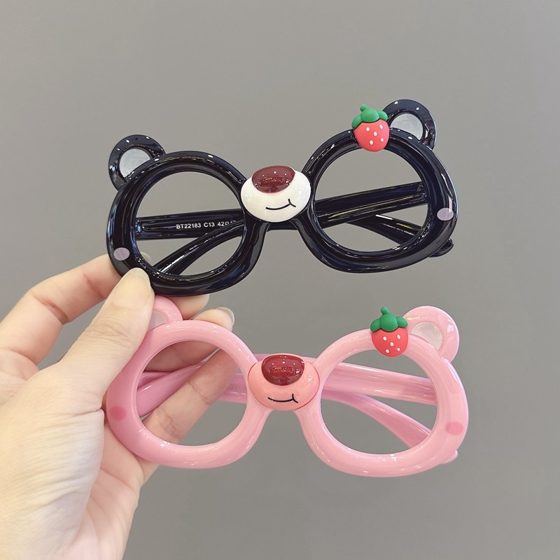 儿童眼镜框女童可爱草莓熊眼镜架宝宝卡通小熊硅胶软腿玩具眼镜潮,淘宝优惠券,粉丝福利购,淘宝优惠卷