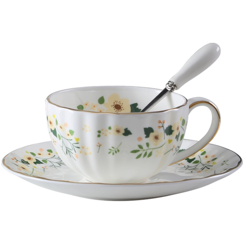 英式红茶杯碟套装欧式咖啡杯金边田园风高骨瓷陶瓷杯结婚礼物 - 图3