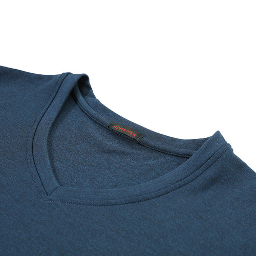 爱慕先生保暖内衣男士秋衣含羊毛磨毛里单层V领打底上衣NS72C941 - 图2