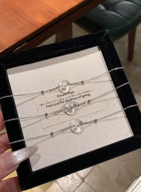 天然水沫玉平安扣s925纯银手链轻奢小众精致送朋友礼物