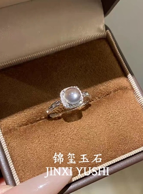天然水沫玉s925银戒指女小众设计感高级轻奢食指戒时尚个性百搭
