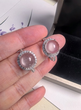 天然水沫玉10mm蛋面戒指通体S925纯银轻奢贵气气质珠宝