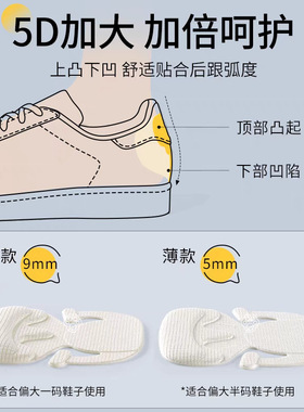 运动鞋无胶后跟贴防磨脚调鞋码