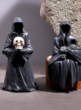 暗黑哥特创意小人巫师死神摆件