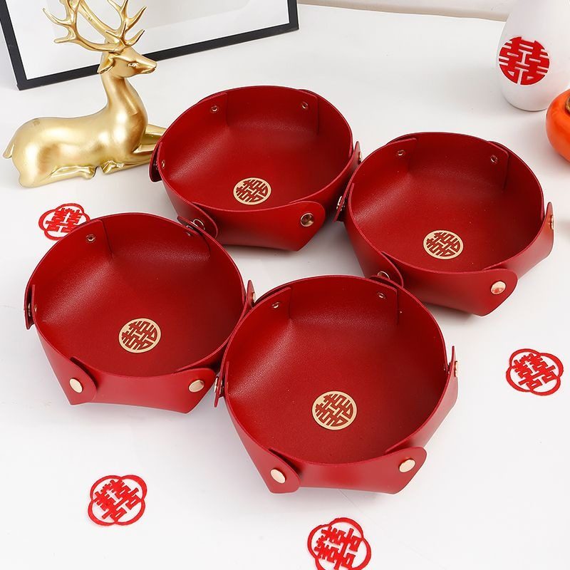 皮质早生贵子婚庆红色果盘压床喜糖摆件订婚装饰布置结婚用品新款,淘宝优惠券,粉丝福利购,淘宝优惠卷