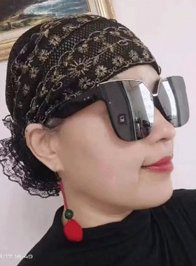 春夏薄款帽子老人帽遮白发帽刺绣假发帽防尘帽美人帽包头帽简单款