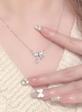 猫眼蝴蝶结流苏项链女ins风小众设计心锁骨链2026新款