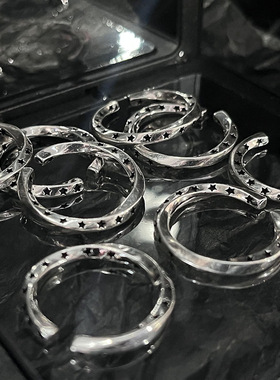 复古星星不规则戒指女ins百搭个性朋克蹦迪开口戒气质冷淡风指环