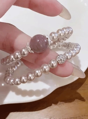 珍珠手链女款2025新款轻奢小众精致双层叠戴手串高级感串珠手饰