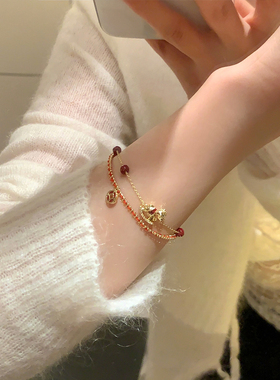 本命年红绳小马钱币叠戴手链女款轻奢高级感编织手绳转运马年手饰