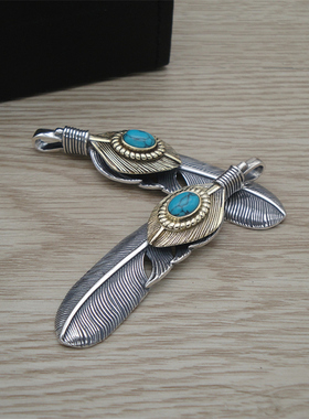 纯银吊坠复古羽毛项坠时尚潮饰