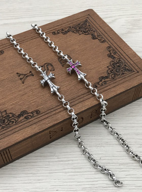 纯银十字架手链女时尚欧美潮饰