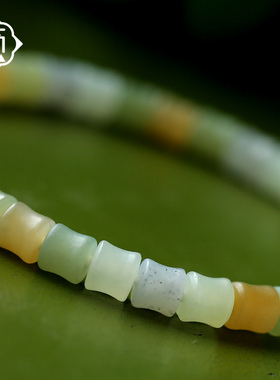 顽石灵色如春水收藏级细肉莫兰迪竹节和田玉单圈简约款手串W2-215