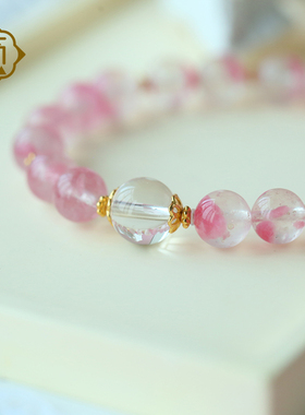 顽石灵 收藏级玉化料樱花雨蔷薇辉石设计款单圈手串W1-423