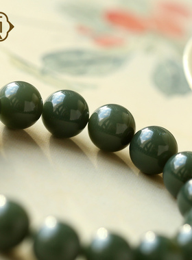 顽石灵糯性十足毕业级油膏沙枣青和田玉大颗粒手串W2-354
