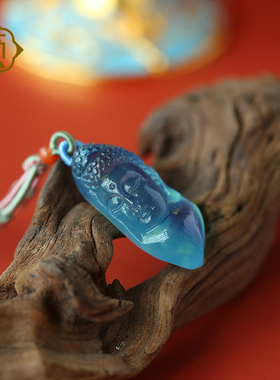 顽石灵 收藏级玻璃体天空之镜蓝精雕海蓝宝石吊坠W1-450