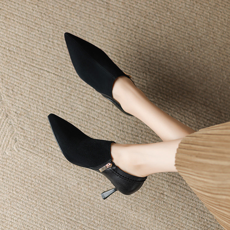 真皮断码清仓韩系小踝靴女细跟秋冬新款尖头高跟鞋软深口单鞋,淘宝优惠券,粉丝福利购,淘宝优惠卷