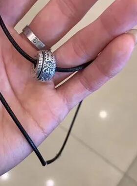 （淘）990银六字真言吊坠配皮绳（备注身高体重，搭配合皮绳）