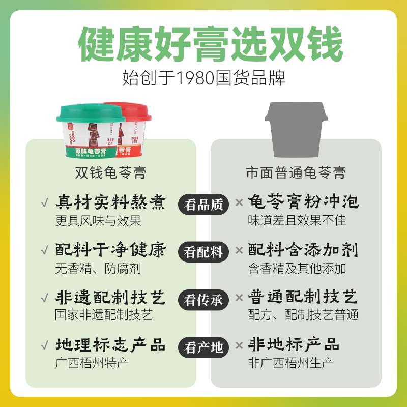 广西梧州双钱牌原味红豆味龟苓膏85g*3碗零食下午茶 - 图1