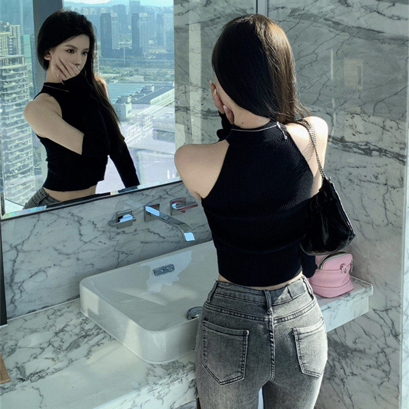 露肩带袖套上衣吊带两穿女春秋夏长袖t恤设计感辣妹内搭短款上衣,淘宝优惠券,粉丝福利购,淘宝优惠卷