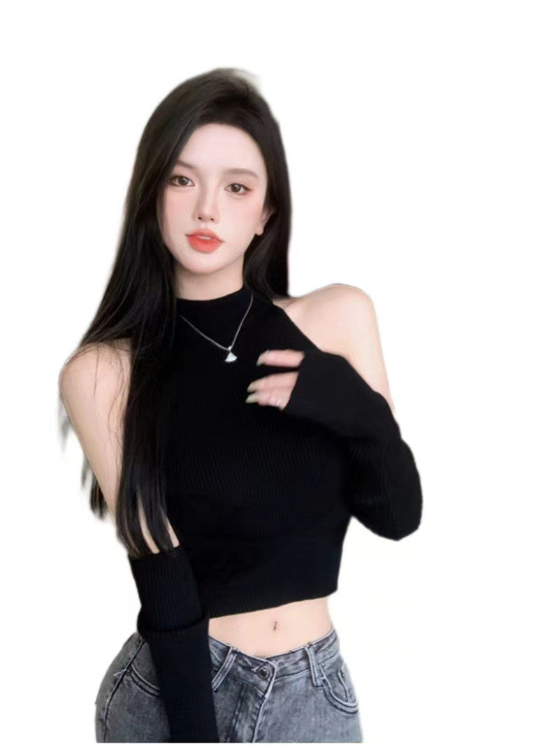 露肩带袖套上衣吊带两穿女春秋夏长袖t恤设计感辣妹内搭短款上衣,淘宝优惠券,粉丝福利购,淘宝优惠卷