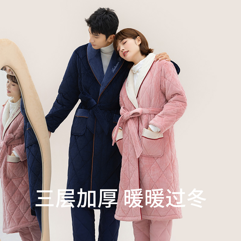 秋鹿珊瑚绒睡袍冬款女大码晨袍中长款男士浴袍式睡衣秋冬情侣长袍,淘宝优惠券,粉丝福利购,淘宝优惠卷