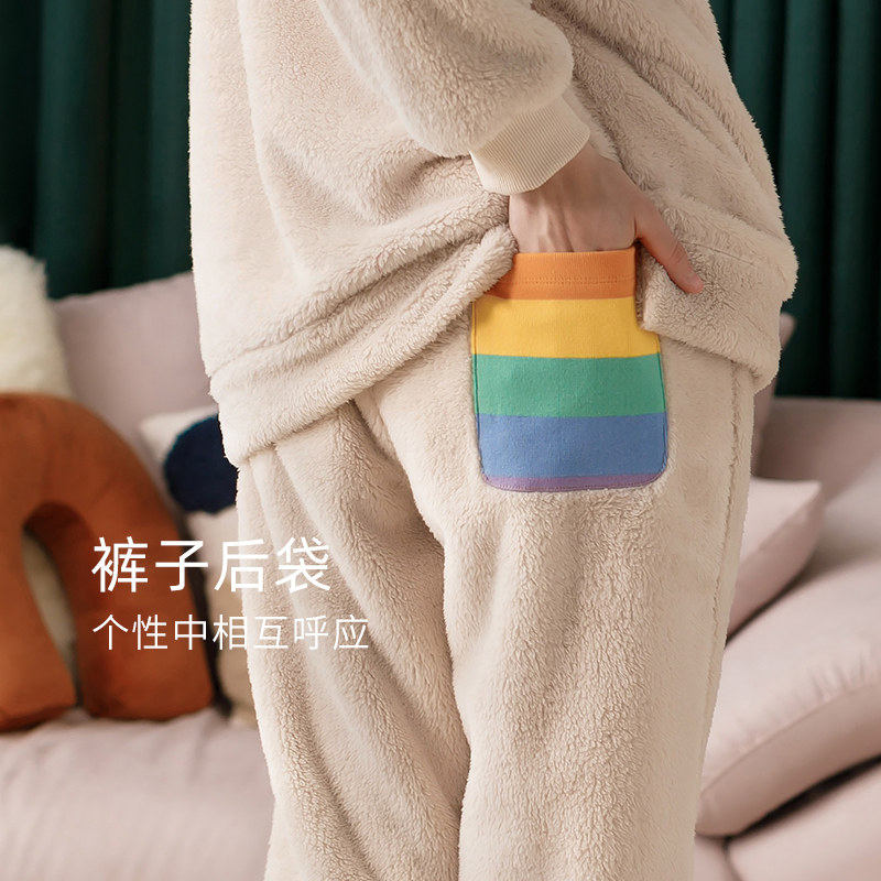 秋鹿新款2021加厚北极绒冬宽松睡衣 秋鹿汕头睡衣/家居服套装