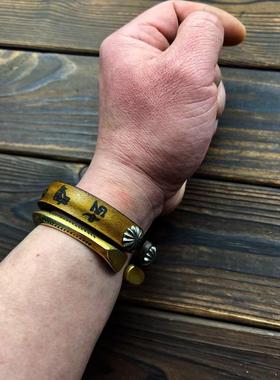 原创复古牛皮手镯真皮手链