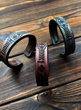 原创复古牛皮手镯男女手饰品