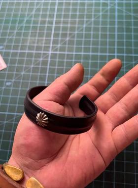 复古牛皮手镯男女时尚皮手环文艺手链真皮简约个性原创小众设计