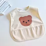 Брендовый детский водонепроницаемый нагрудник для еды, милый слюнявчик, в корейском стиле, с карманом, с медвежатами