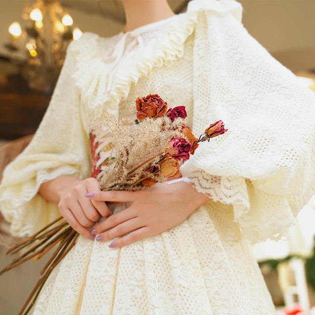 Heavy-duty thickened brushed lace palace retro dress