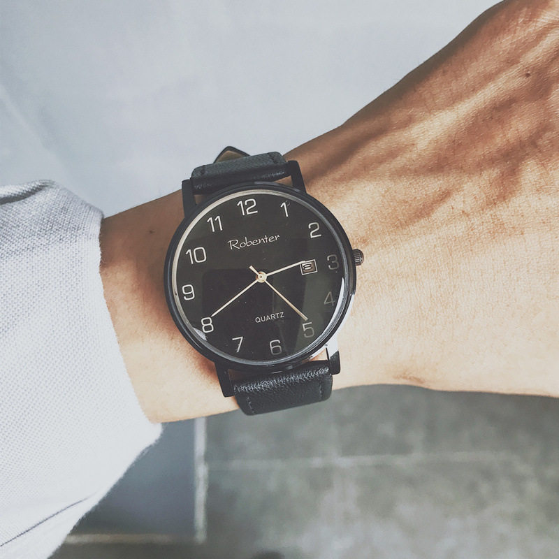 青少年男韩版简约潮流复古皮带男表 bindley国产腕表