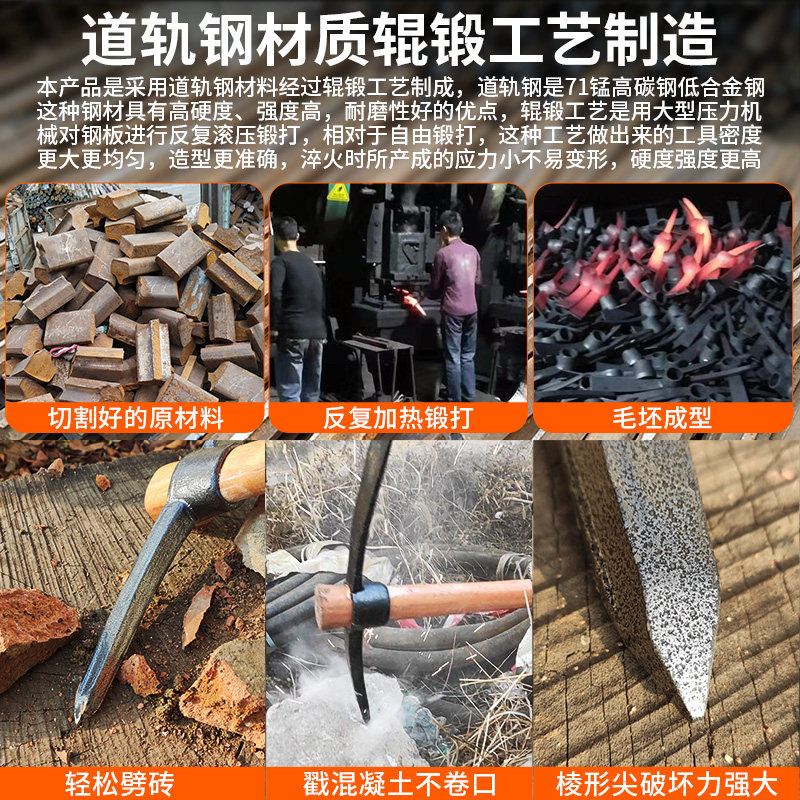 猛士全钢锻造钢镐大号镐十字镐羊角镐洋镐铁镐挖矿开荒锄尖镐锄头,淘宝优惠券,粉丝福利购,淘宝优惠卷