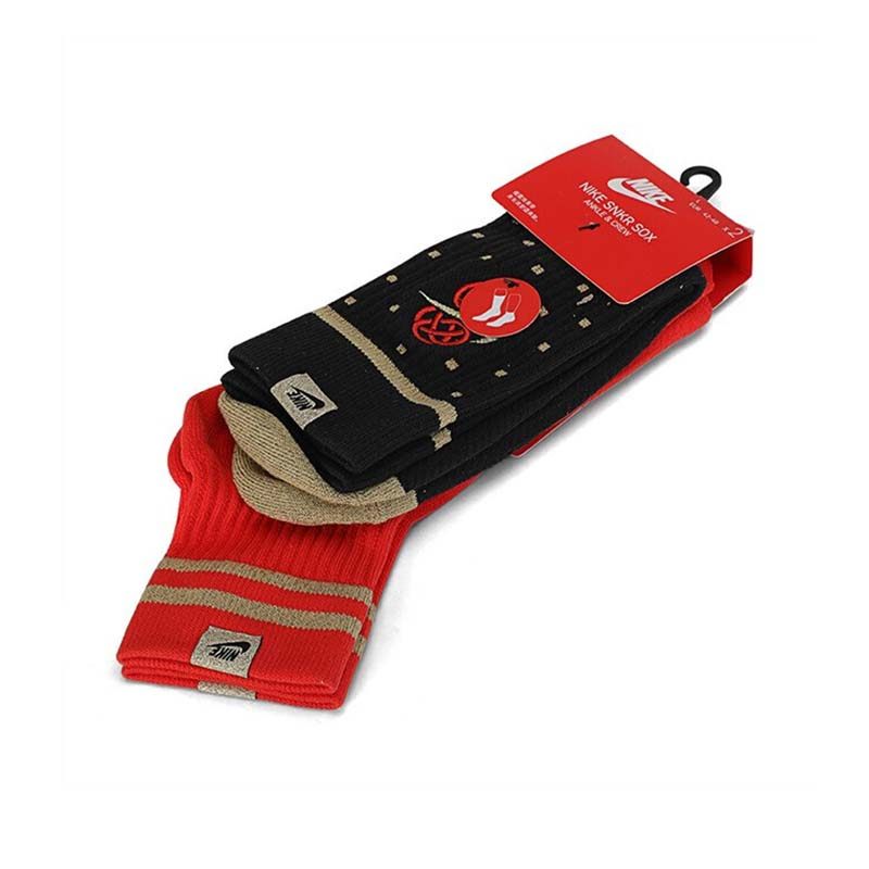 耐克U SNKR SOX CREW两双装本命年毛巾底运动情侣袜CU8324-901,淘宝优惠券,粉丝福利购,淘宝优惠卷