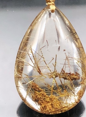 天然发晶吊坠项链女时尚毛衣链情人节礼物