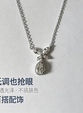 S925银水滴钻石项链优雅百搭