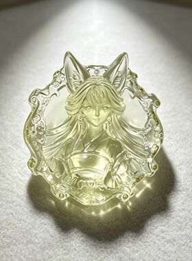 天然黄水晶九尾狐狸面具吊坠高冰透体狐狸女款项链挂坠