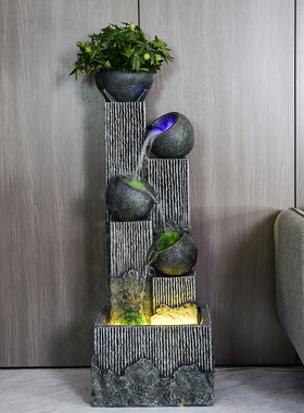 加湿器客厅流水金鹭鲤树脂喷泉